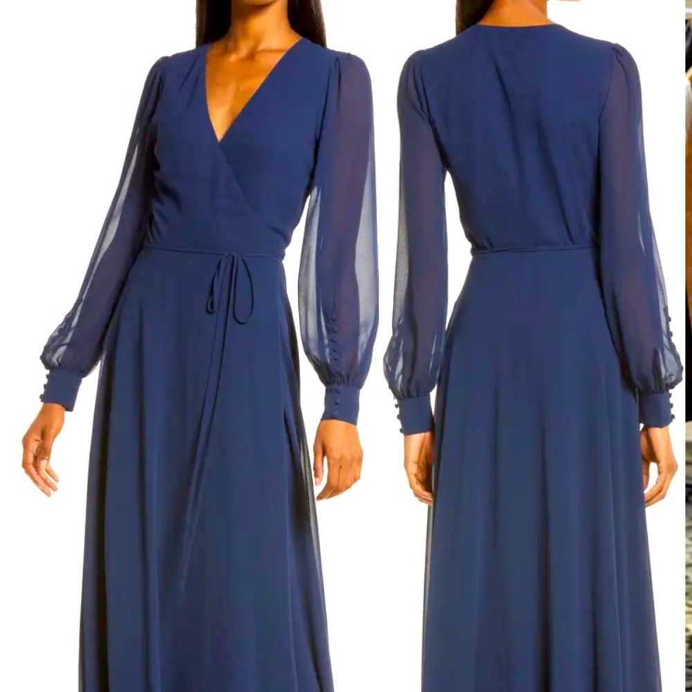 Navy Lulus long sleeve floor length dress